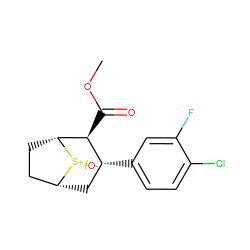 COC(=O)[C@H]1[C@H](c2ccc(Cl)c(F)c2)C[C@@H]2CC[C@H]1[S@+]2[O-] ZINC000028642731