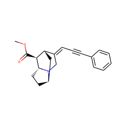 COC(=O)[C@H]1[C@H]2C[C@H]3CC[C@H]1N3C/C2=C\C#Cc1ccccc1 ZINC000253637781
