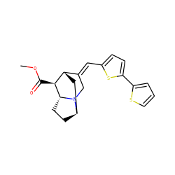 COC(=O)[C@H]1[C@H]2C[C@H]3CC[C@H]1N3C/C2=C\c1ccc(-c2cccs2)s1 ZINC000253635072