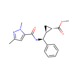 COC(=O)[C@H]1C[C@@H]1[C@H](NC(=O)c1cc(C)nn1C)c1ccccc1 ZINC000006233278