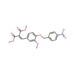 COC(=O)C(=Cc1ccc(OCc2ccc([N+](=O)[O-])cc2)c(OC)c1)C(=O)OC ZINC000001090580