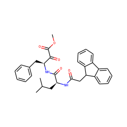 COC(=O)C(=O)[C@H](Cc1ccccc1)NC(=O)[C@H](CC(C)C)NC(=O)CC1c2ccccc2-c2ccccc21 ZINC000040411244