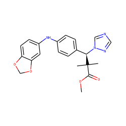 COC(=O)C(C)(C)[C@@H](c1ccc(Nc2ccc3c(c2)OCO3)cc1)n1cncn1 ZINC000095562432