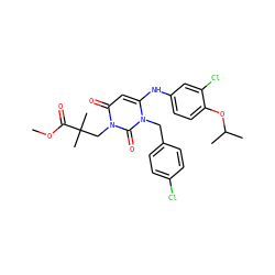 COC(=O)C(C)(C)Cn1c(=O)cc(Nc2ccc(OC(C)C)c(Cl)c2)n(Cc2ccc(Cl)cc2)c1=O ZINC000219570934