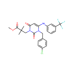 COC(=O)C(C)(C)Cn1c(=O)cc(Nc2cccc(C(F)(F)F)c2)n(Cc2ccc(Cl)cc2)c1=O ZINC000221181298