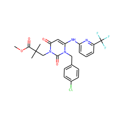COC(=O)C(C)(C)Cn1c(=O)cc(Nc2cccc(C(F)(F)F)n2)n(Cc2ccc(Cl)cc2)c1=O ZINC000215855071
