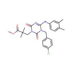 COC(=O)C(C)(C)Cn1c(=O)nc(Nc2ccc(C)c(C)c2)n(Cc2ccc(Cl)cc2)c1=O ZINC000200503811