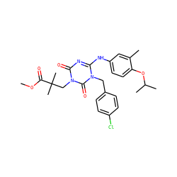 COC(=O)C(C)(C)Cn1c(=O)nc(Nc2ccc(OC(C)C)c(C)c2)n(Cc2ccc(Cl)cc2)c1=O ZINC000200509850