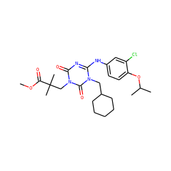 COC(=O)C(C)(C)Cn1c(=O)nc(Nc2ccc(OC(C)C)c(Cl)c2)n(CC2CCCCC2)c1=O ZINC000200525457