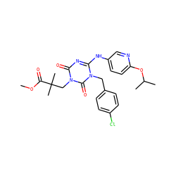 COC(=O)C(C)(C)Cn1c(=O)nc(Nc2ccc(OC(C)C)nc2)n(Cc2ccc(Cl)cc2)c1=O ZINC000200507128