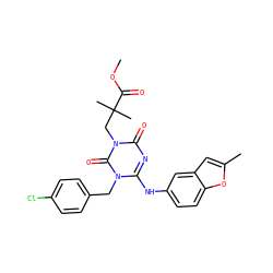 COC(=O)C(C)(C)Cn1c(=O)nc(Nc2ccc3oc(C)cc3c2)n(Cc2ccc(Cl)cc2)c1=O ZINC000200517157