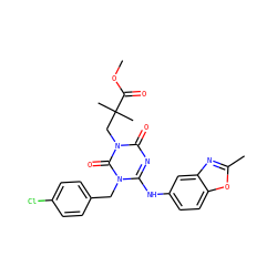 COC(=O)C(C)(C)Cn1c(=O)nc(Nc2ccc3oc(C)nc3c2)n(Cc2ccc(Cl)cc2)c1=O ZINC000200512846