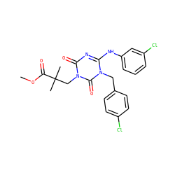 COC(=O)C(C)(C)Cn1c(=O)nc(Nc2cccc(Cl)c2)n(Cc2ccc(Cl)cc2)c1=O ZINC000200504546