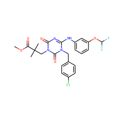 COC(=O)C(C)(C)Cn1c(=O)nc(Nc2cccc(OC(F)F)c2)n(Cc2ccc(Cl)cc2)c1=O ZINC000200522554