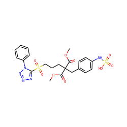 COC(=O)C(CCCS(=O)(=O)c1nnnn1-c1ccccc1)(Cc1ccc(NS(=O)(=O)O)cc1)C(=O)OC ZINC000036179198