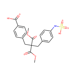 COC(=O)C(Cc1ccc(NS(=O)(=O)O)cc1)(Cc1ccc(C(=O)O)cc1)C(=O)OC ZINC000036179193