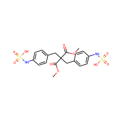 COC(=O)C(Cc1ccc(NS(=O)(=O)O)cc1)(Cc1ccc(NS(=O)(=O)O)cc1)C(=O)OC ZINC000036179143