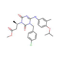 COC(=O)C[C@@H](C)n1c(=O)nc(Nc2ccc(OC(C)C)c(C)c2)n(Cc2ccc(Cl)cc2)c1=O ZINC000200507634