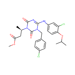 COC(=O)C[C@@H](C)n1c(=O)nc(Nc2ccc(OC(C)C)c(Cl)c2)n(Cc2ccc(Cl)cc2)c1=O ZINC000200519723