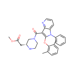 COC(=O)C[C@@H]1CN(C(=O)c2c(Oc3c(C)cccc3C)n(-c3ccccc3)c3cccnc23)CCN1 ZINC000072180693