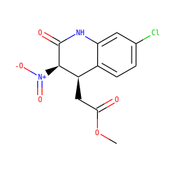 COC(=O)C[C@@H]1c2ccc(Cl)cc2NC(=O)[C@@H]1[N+](=O)[O-] ZINC000001536654