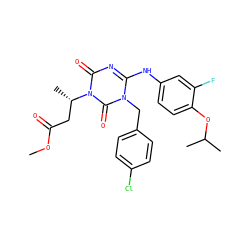 COC(=O)C[C@H](C)n1c(=O)nc(Nc2ccc(OC(C)C)c(F)c2)n(Cc2ccc(Cl)cc2)c1=O ZINC000145577492