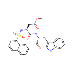 COC(=O)C[C@H](NS(=O)(=O)c1cccc2ccccc12)C(=O)N[C@@H](C=O)Cc1c[nH]c2ccccc12 ZINC000027427414