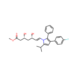 COC(=O)C[C@H](O)C[C@H](O)/C=C/n1c(C(C)C)cc(-c2ccc(F)cc2)c1-c1ccccc1 ZINC000013833976