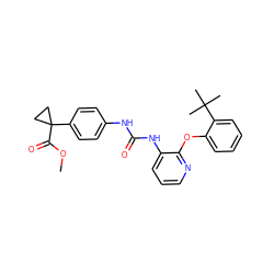 COC(=O)C1(c2ccc(NC(=O)Nc3cccnc3Oc3ccccc3C(C)(C)C)cc2)CC1 ZINC000096269956