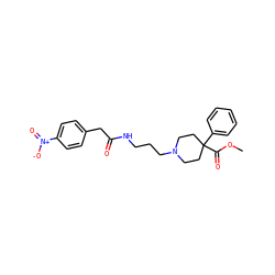COC(=O)C1(c2ccccc2)CCN(CCCNC(=O)Cc2ccc([N+](=O)[O-])cc2)CC1 ZINC000029390334