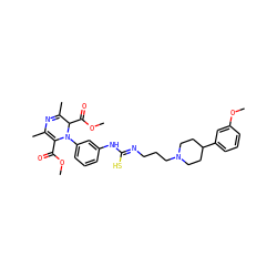 COC(=O)C1=C(C)N=C(C)C(C(=O)OC)N1c1cccc(N/C(S)=N/CCCN2CCC(c3cccc(OC)c3)CC2)c1 ZINC000100903933