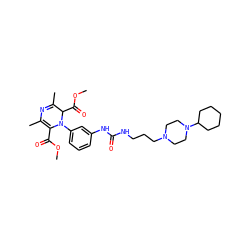 COC(=O)C1=C(C)N=C(C)C(C(=O)OC)N1c1cccc(NC(=O)NCCCN2CCN(C3CCCCC3)CC2)c1 ZINC000100903910