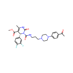 COC(=O)C1=C(C)NC(=O)N(C(=O)NCCCN2CCN(c3ccc(C(C)=O)cc3)CC2)[C@@H]1c1ccc(F)c(F)c1 ZINC000027547980