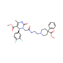 COC(=O)C1=C(C)NC(=O)N(CC(=O)NCCN2CCC(C(=O)OC)(c3ccccc3)CC2)[C@H]1c1ccc(F)c(F)c1 ZINC000003960913