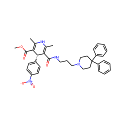 COC(=O)C1=C(C)NC(C)=C(C(=O)NCCCN2CCC(c3ccccc3)(c3ccccc3)CC2)[C@@H]1c1ccc([N+](=O)[O-])cc1 ZINC000028759802