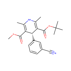 COC(=O)C1=C(C)NC(C)=C(C(=O)OC(C)(C)C)[C@@H]1c1cccc(C#N)c1 ZINC000058568760