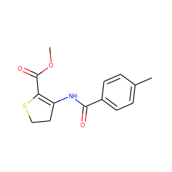 COC(=O)C1=C(NC(=O)c2ccc(C)cc2)CCS1 ZINC000000265337