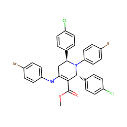 COC(=O)C1=C(Nc2ccc(Br)cc2)C[C@@H](c2ccc(Cl)cc2)N(c2ccc(Br)cc2)[C@@H]1c1ccc(Cl)cc1 ZINC000473083291