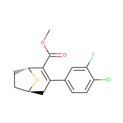 COC(=O)C1=C(c2ccc(Cl)c(F)c2)C[C@H]2CC[C@H]1S2 ZINC000101103079