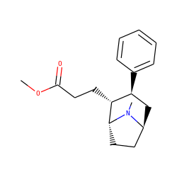 COC(=O)CC[C@@H]1[C@@H](c2ccccc2)C[C@H]2CC[C@H]1N2C ZINC000100734591
