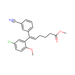 COC(=O)CCC/C=C(\c1cccc(C#N)c1)c1cc(Cl)ccc1OC ZINC000013673852