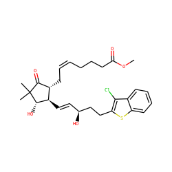 COC(=O)CCC/C=C\C[C@H]1C(=O)C(C)(C)[C@@H](O)[C@@H]1/C=C/[C@H](O)CCc1sc2ccccc2c1Cl ZINC000038662741