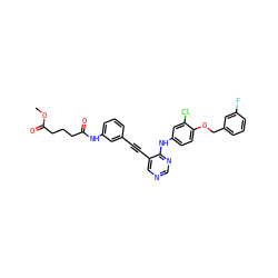 COC(=O)CCCC(=O)Nc1cccc(C#Cc2cncnc2Nc2ccc(OCc3cccc(F)c3)c(Cl)c2)c1 ZINC000034800049