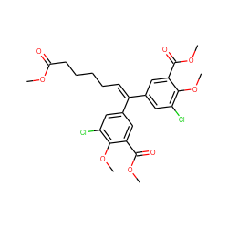 COC(=O)CCCCC=C(c1cc(Cl)c(OC)c(C(=O)OC)c1)c1cc(Cl)c(OC)c(C(=O)OC)c1 ZINC000006010060