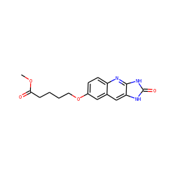COC(=O)CCCCOc1ccc2nc3[nH]c(=O)[nH]c3cc2c1 ZINC000013725569