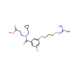 COC(=O)CCN(CC1CC1)C(=O)c1cc(Cl)cc(OCCCON=C(N)N)c1 ZINC000027202251