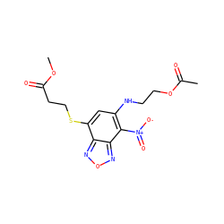 COC(=O)CCSc1cc(NCCOC(C)=O)c([N+](=O)[O-])c2nonc12 ZINC000008683029