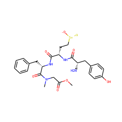 COC(=O)CN(C)C(=O)[C@H](Cc1ccccc1)NC(=O)[C@H](CC[S@@+](C)[O-])NC(=O)[C@@H](N)Cc1ccc(O)cc1 ZINC000029332454