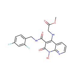 COC(=O)CNc1c(C(=O)NCc2ccc(F)cc2F)c(=O)n(O)c2ncccc12 ZINC000169352017