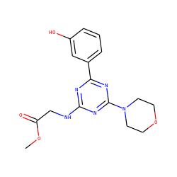 COC(=O)CNc1nc(-c2cccc(O)c2)nc(N2CCOCC2)n1 ZINC000653720443